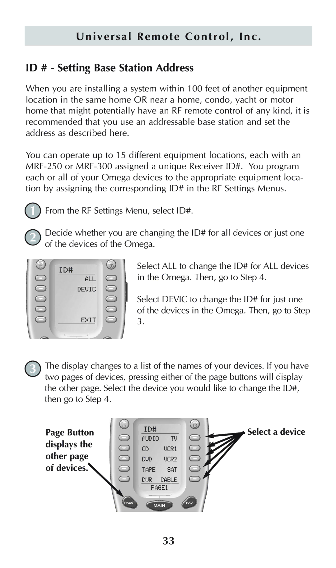 Universal Remote Control omega MX-650 owner manual Devices of the Omega 