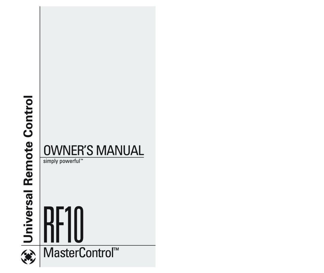Universal Remote Control RF10 manual 