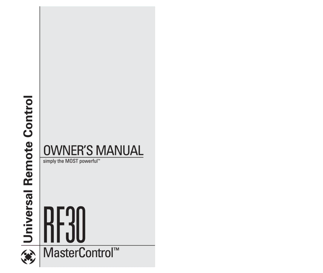 Universal Remote Control RF30 manual 