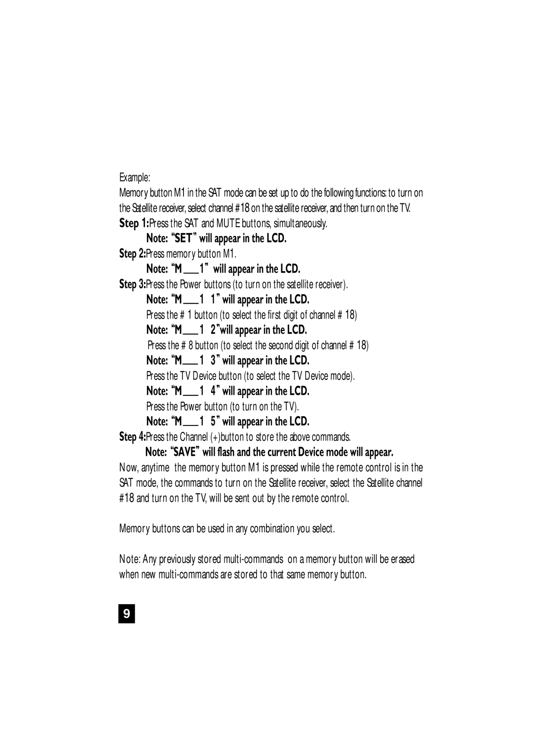 Universal Remote Control SL-7000 manual Example 