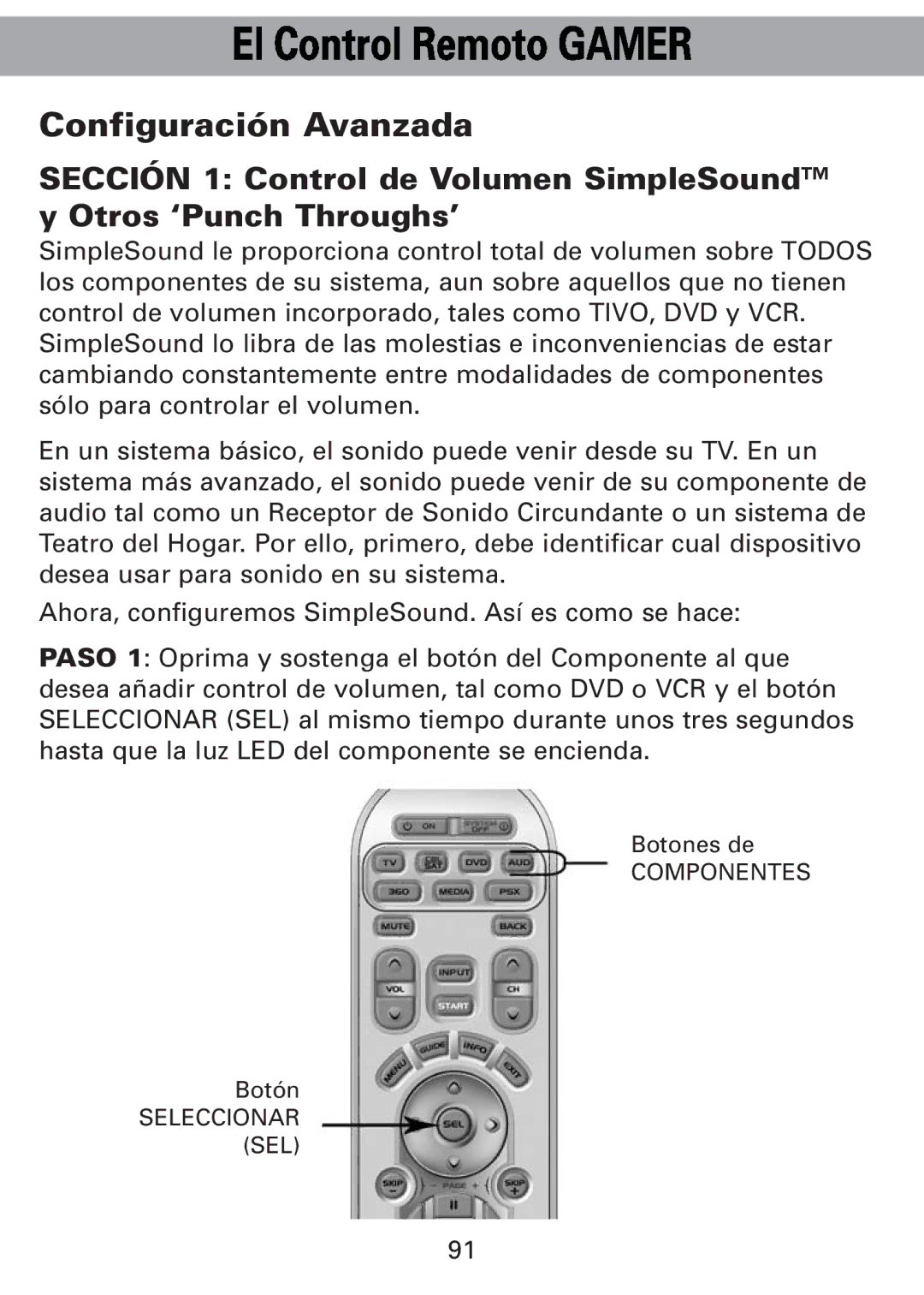 Universal Remote Control Universl Remote manual Configuración Avanzada 