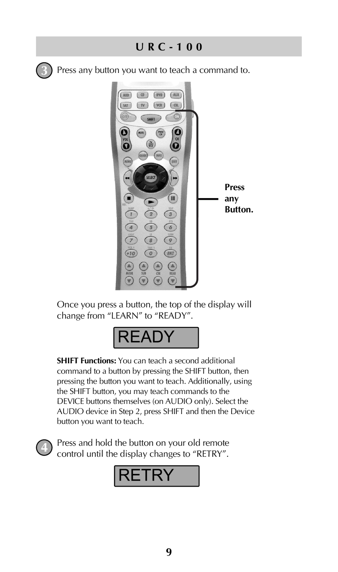 Universal Remote Control URC-100 owner manual Ready 