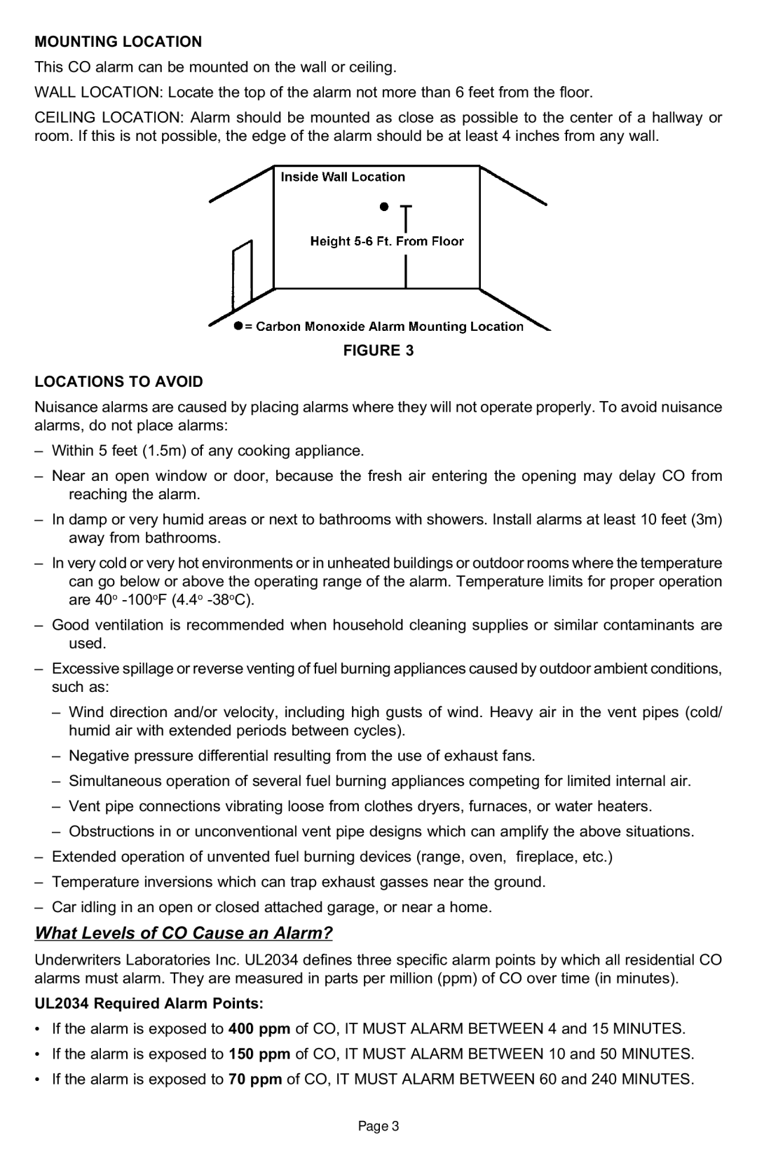 Universal Security Instruments CD-9000 owner manual Mounting Location, Locations to Avoid 