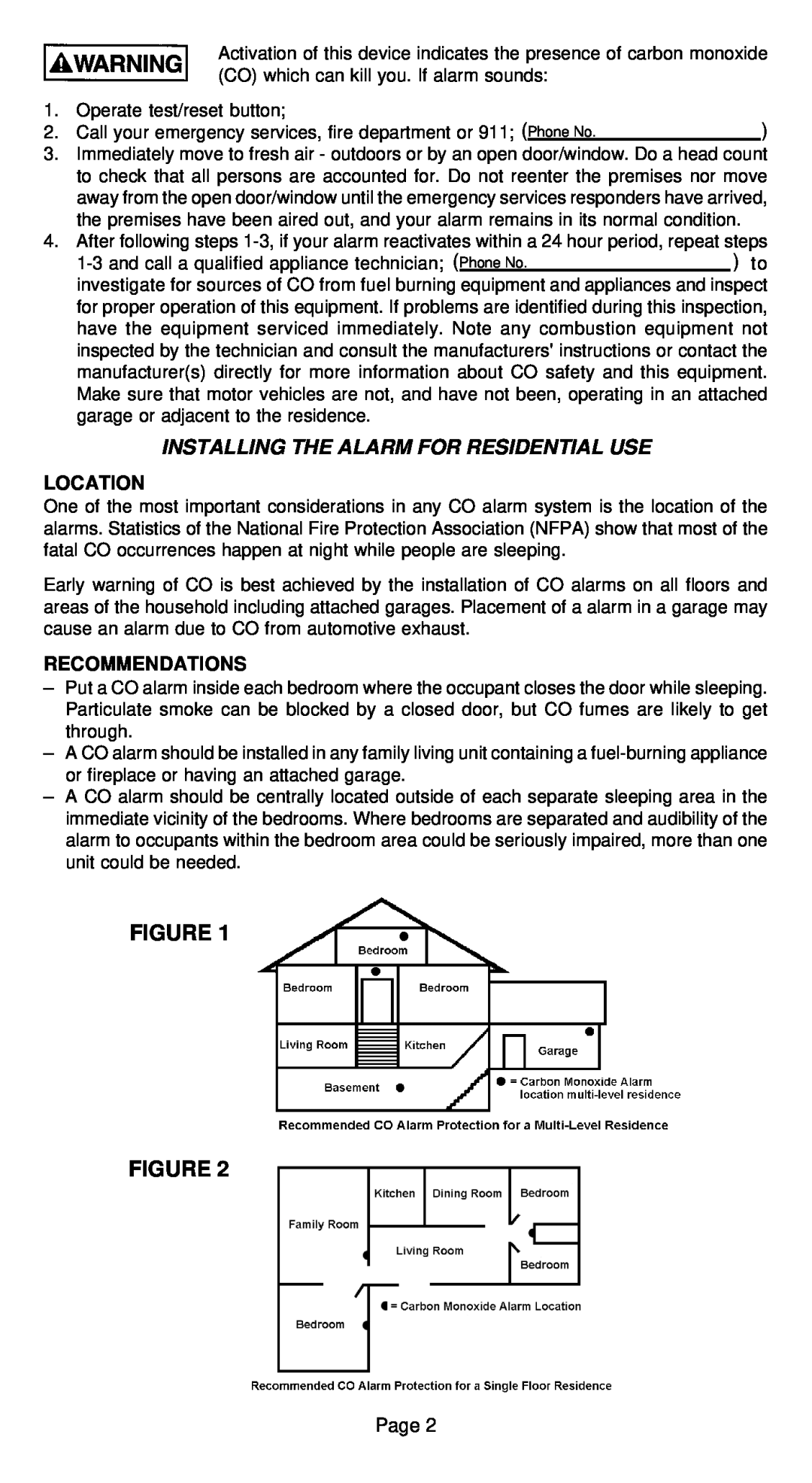 Universal Security Instruments CD-9590, CD-9690 owner manual Figure Figure, Installing The Alarm For Residential Use 