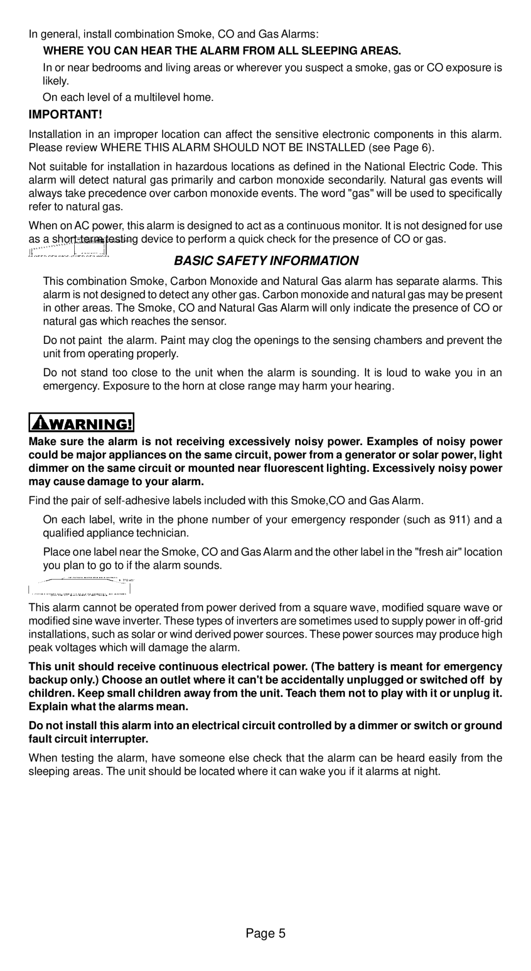 Universal Security Instruments MICN102 Basic Safety Information, Where YOU can Hear the Alarm from ALL Sleeping Areas 