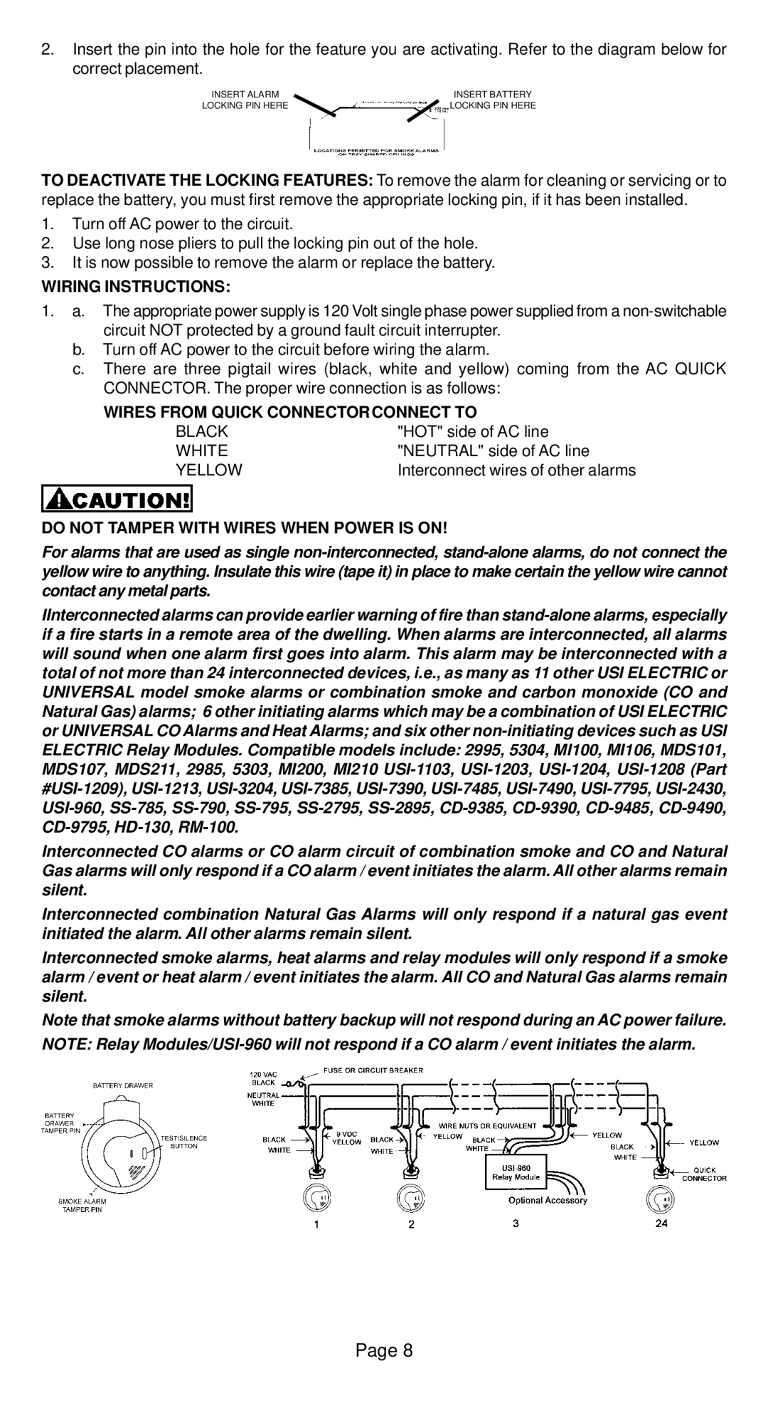 Universal Security Instruments MICN109L, MICN102L warranty Wiring Instructions, Wires from Quick Connectorconnect to 