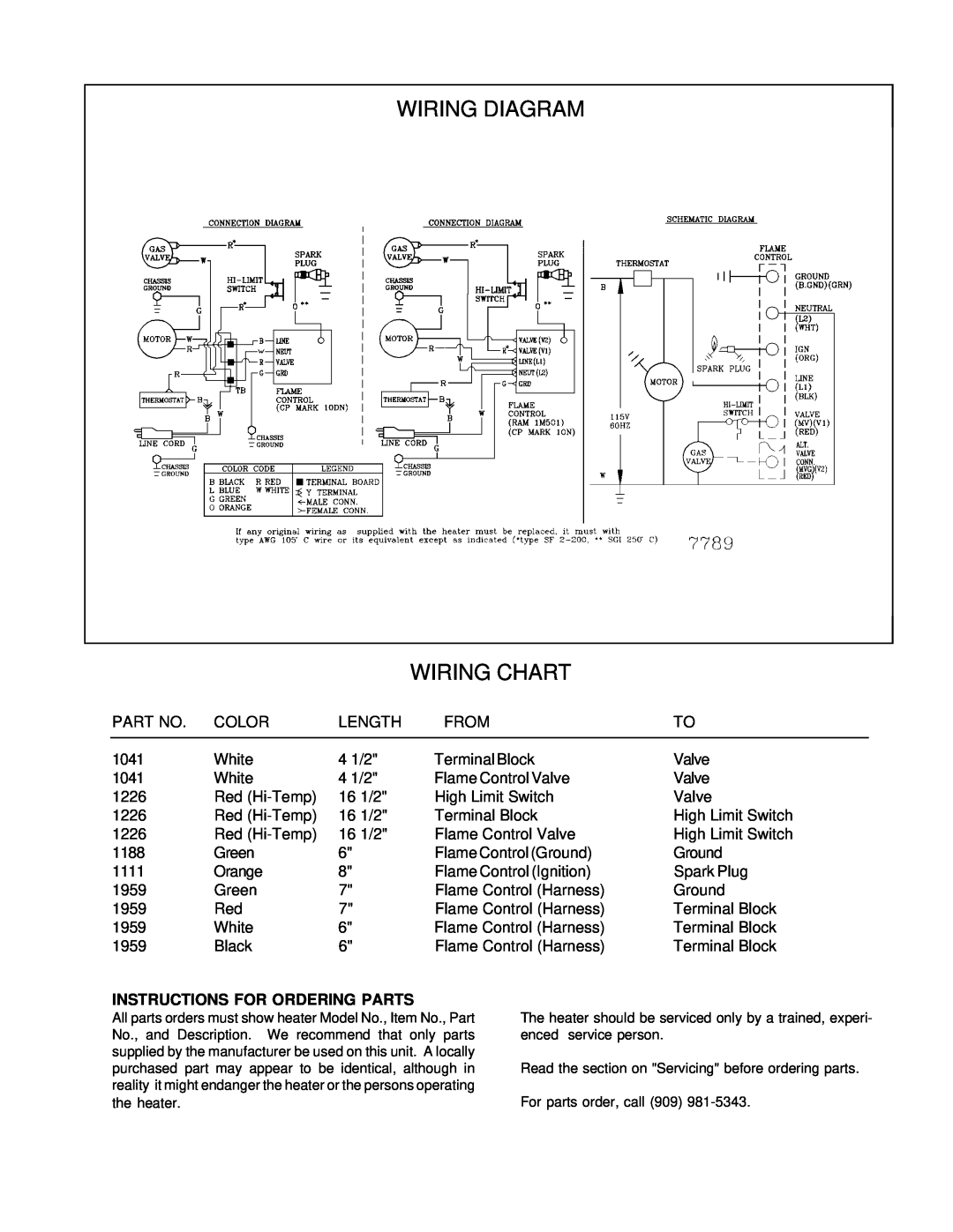 Universal 80-FAP, SPC-150T operating instructions Wiring Diagram Wiring Chart, Instructions For Ordering Parts 