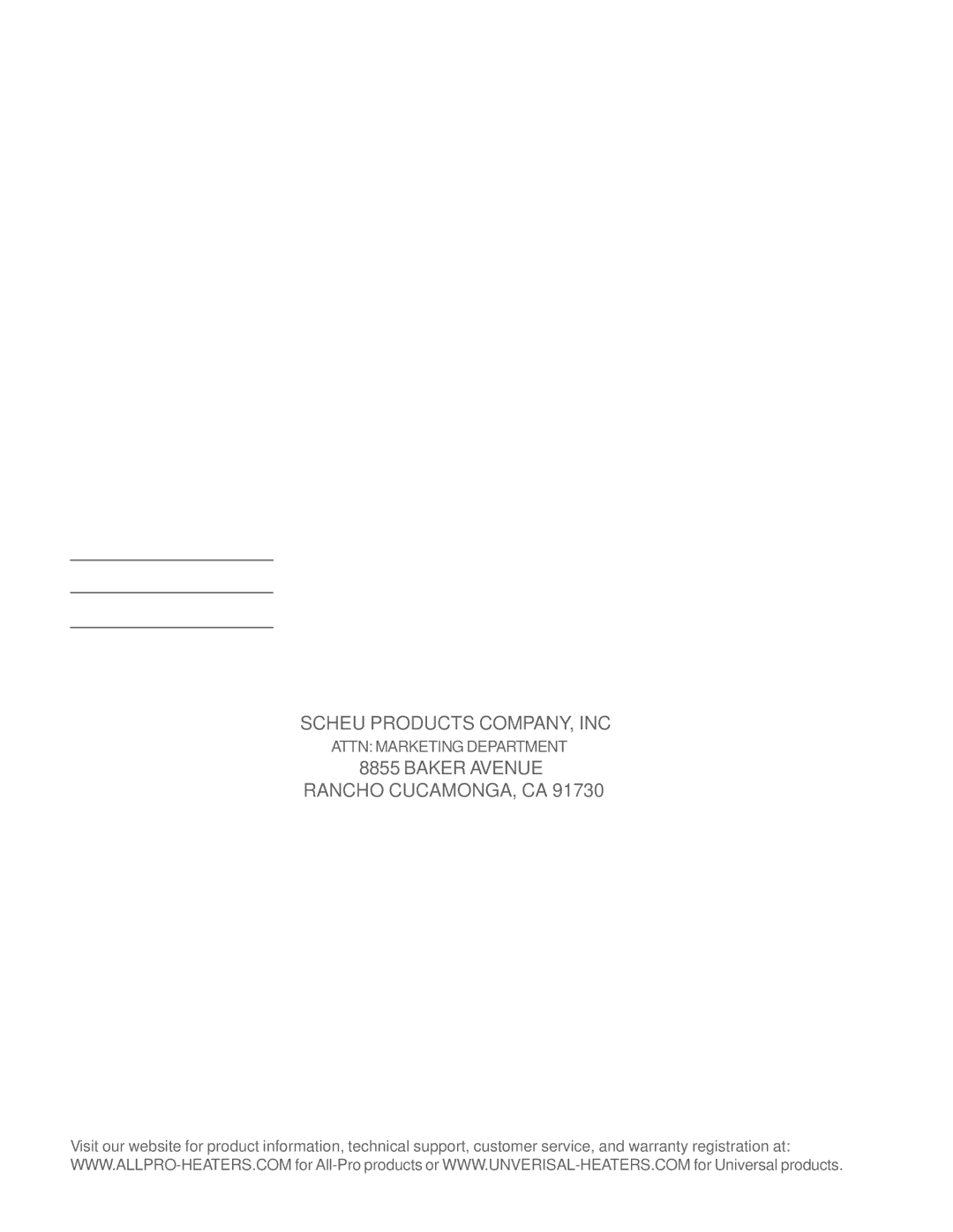 Universal SPC-30R/30R, SPC-15R/15R owner manual Scheu Products COMPANY, INC 