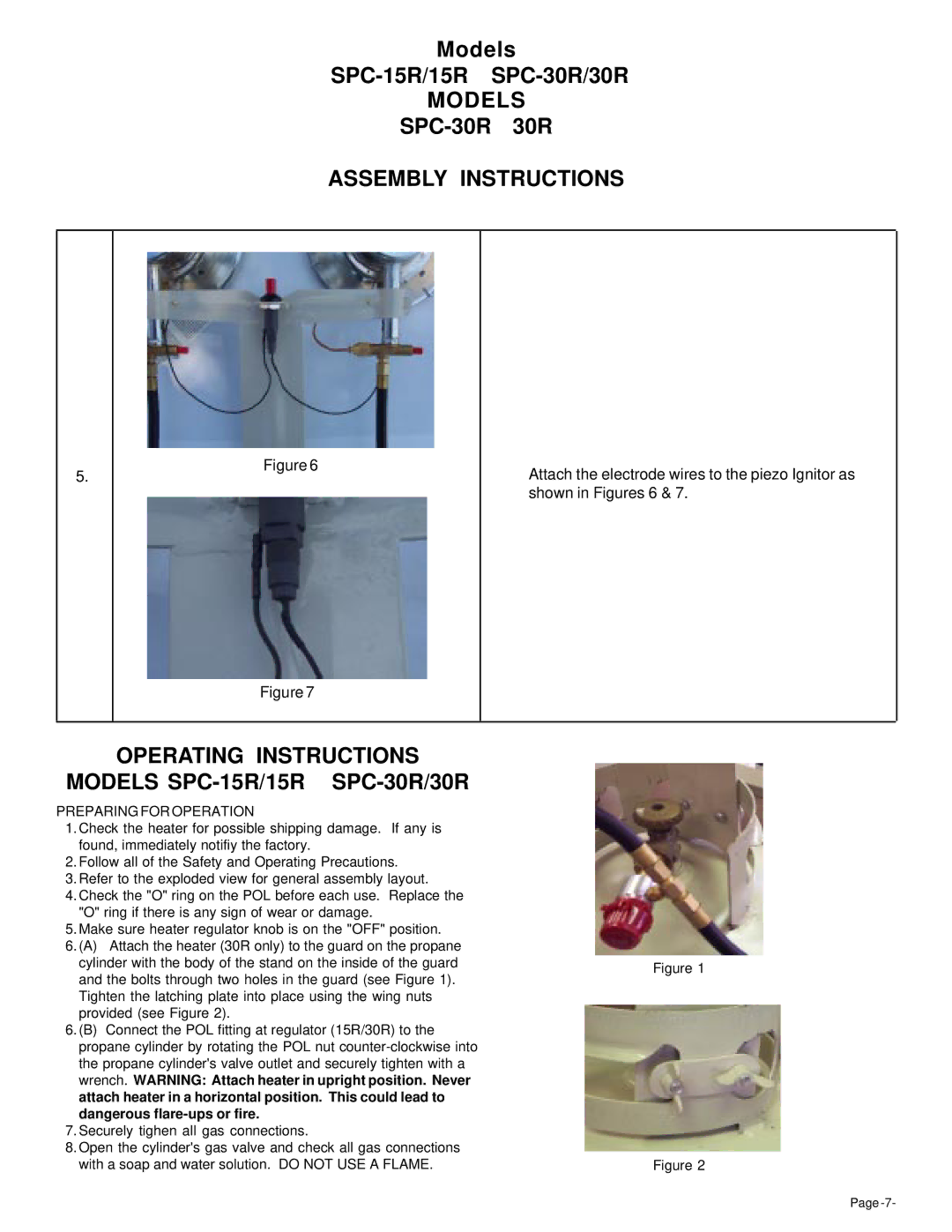 Universal owner manual Operating Instructions Models SPC-15R/15R SPC-30R/30R, Preparing for Operation 