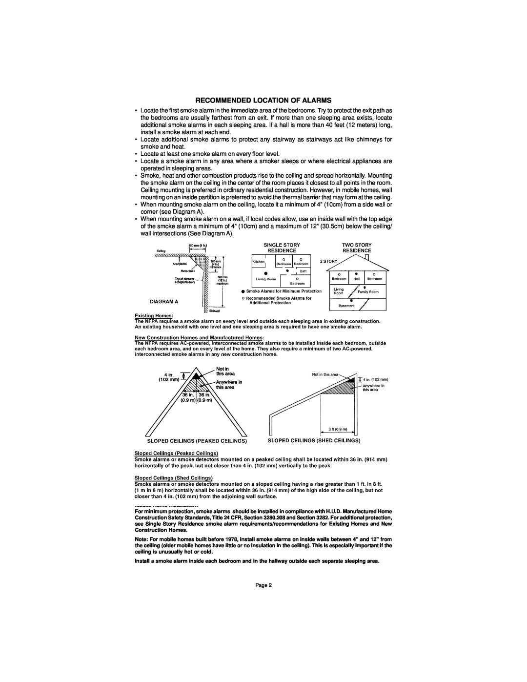 Universal SS-901-LR manual Recommended Location Of Alarms 