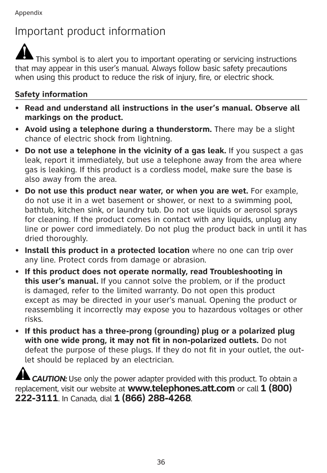 Univex 1856 user manual Important product information 