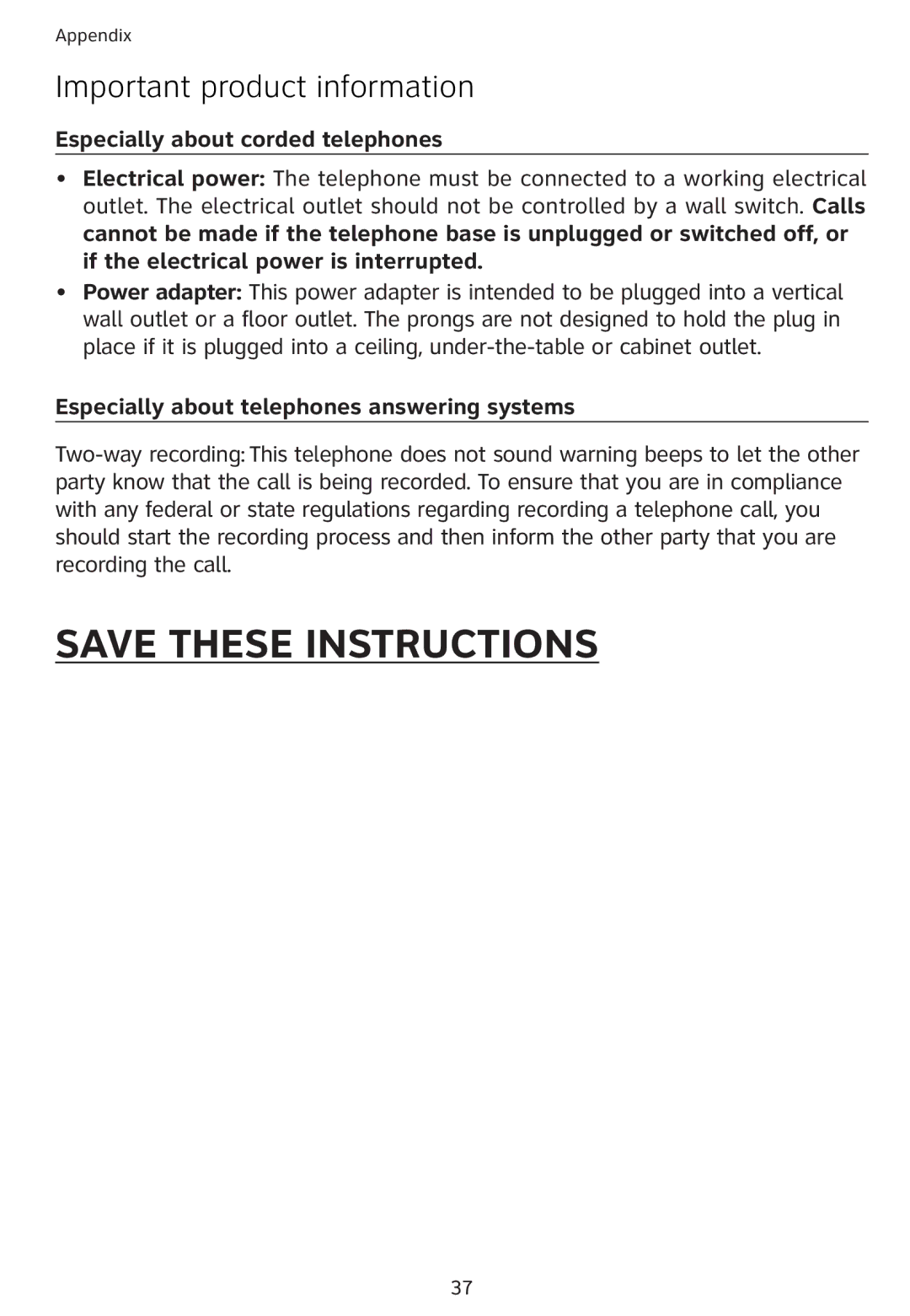 Univex 1856 user manual Especially about corded telephones, Especially about telephones answering systems 