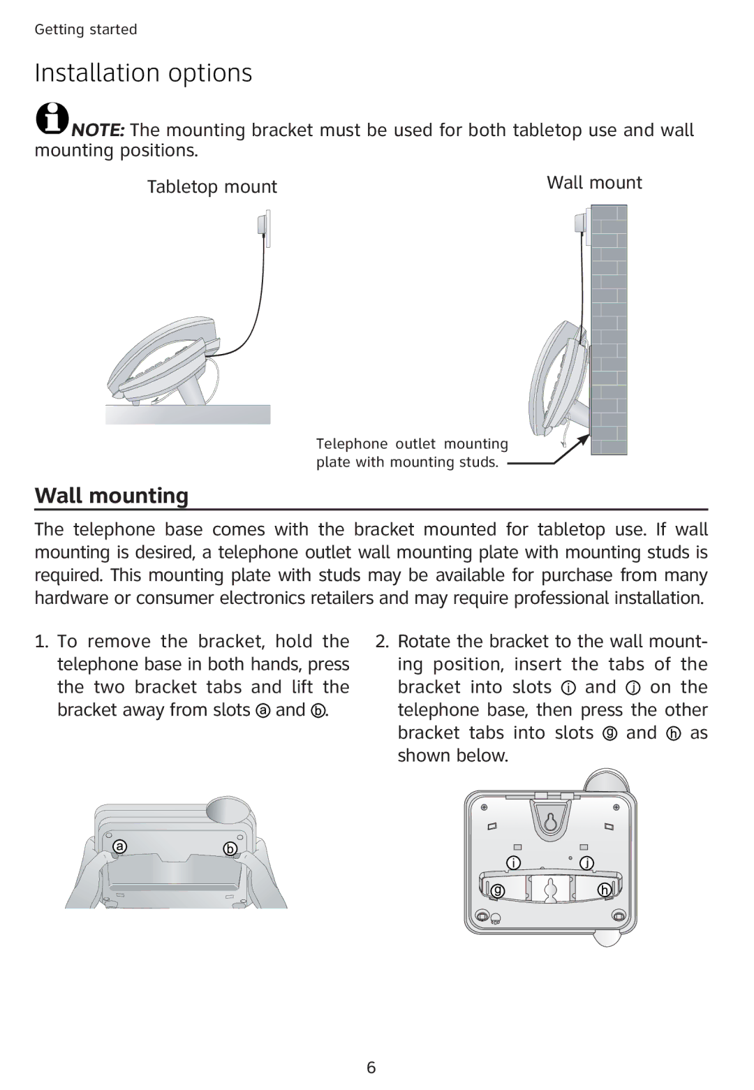 Univex 1856 user manual Installation options, Wall mounting 