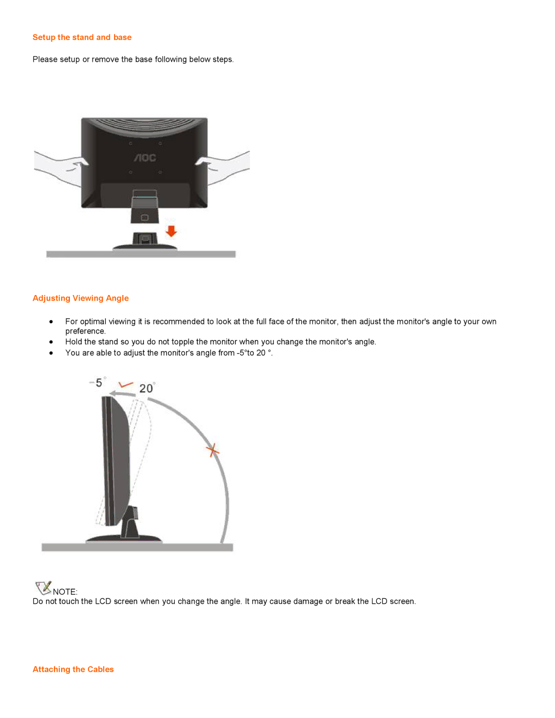 Univex 2217V Setup the stand and base, Please setup or remove the base following below steps, Adjusting Viewing Angle 