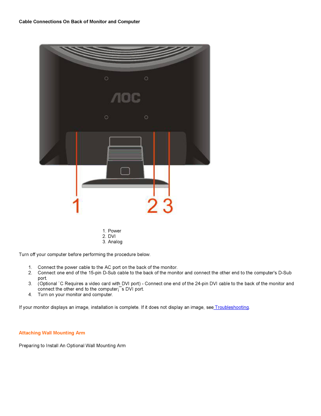 Univex 2217V user manual Attaching Wall Mounting Arm, Preparing to Install An Optional Wall Mounting Arm 