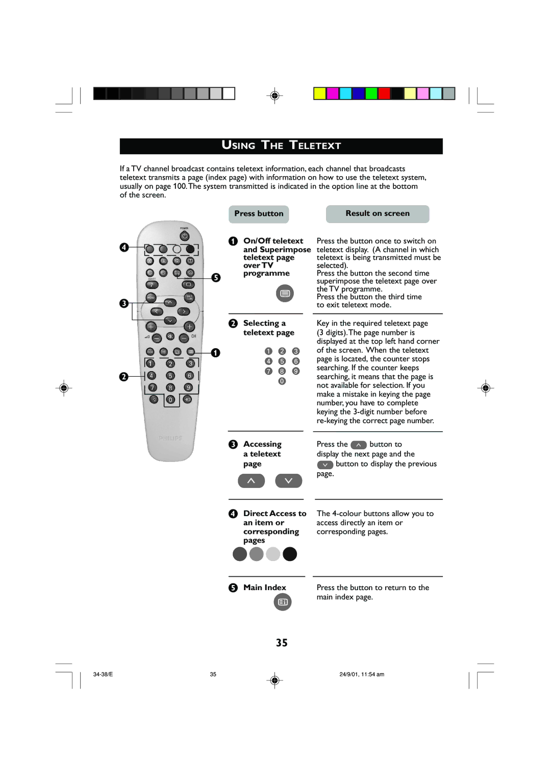 Univex 29PT2252, 25PT2252 manual Using the Teletext, Accessing, An item or, Corresponding Corresponding pages Pages 