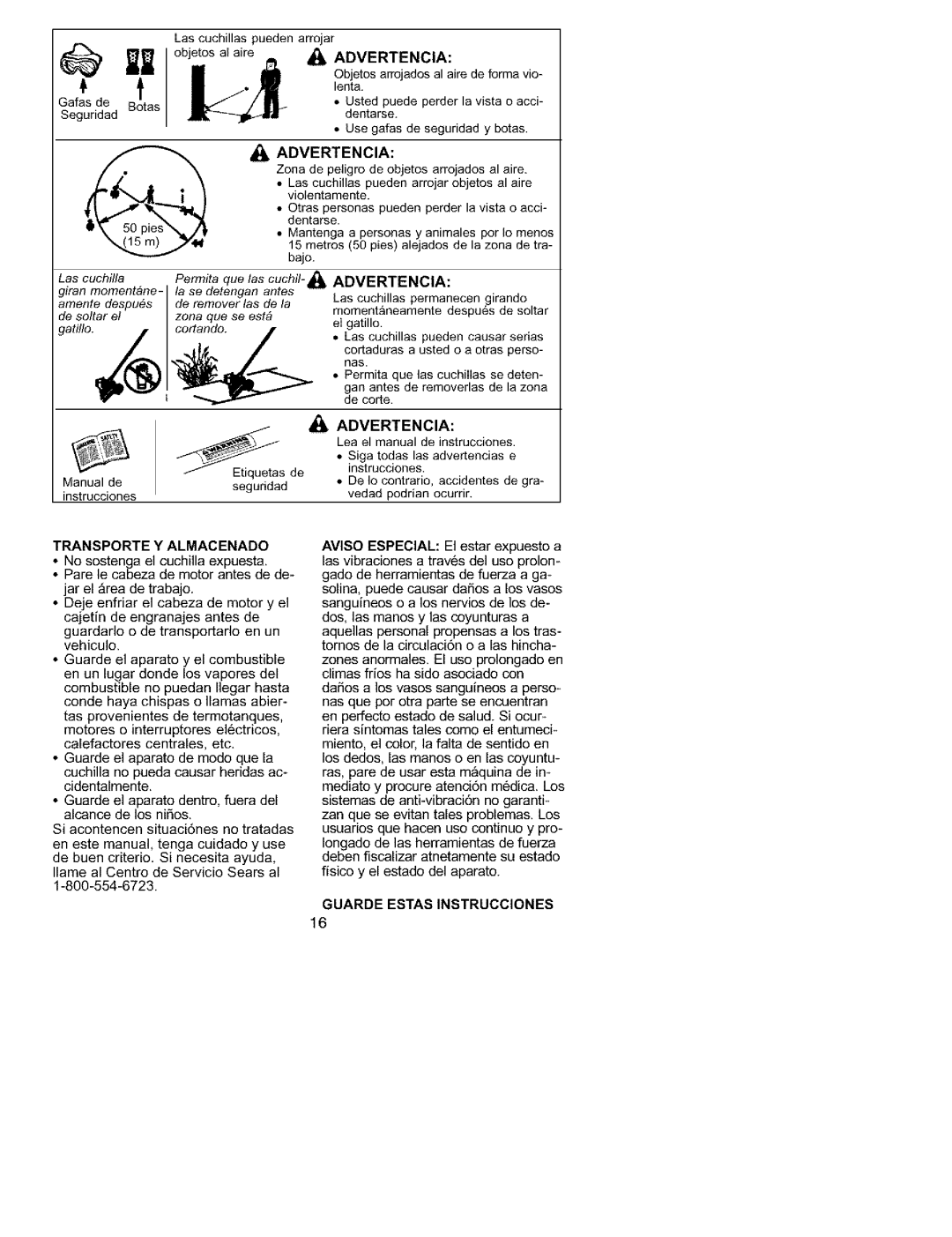 Univex 358.792400 instruction manual Advertencia, Transporte Y Almacenado, Guarde Estas Instrucciones 