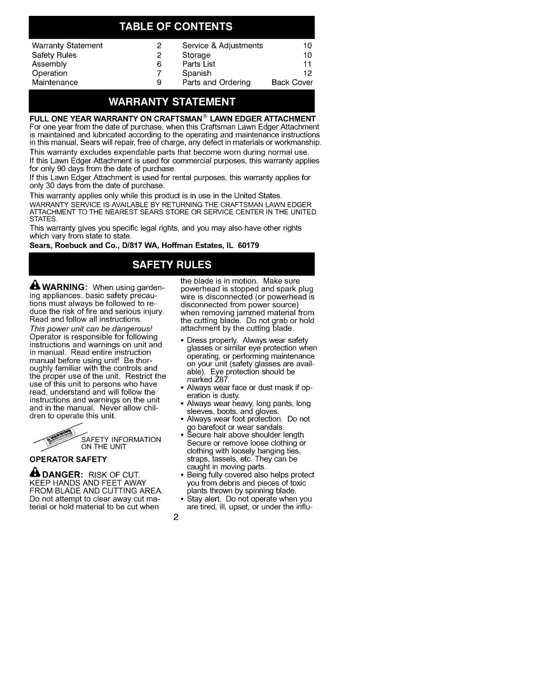 Univex 358.792400 instruction manual This power unit can be dangeroust, Operator Safety 
