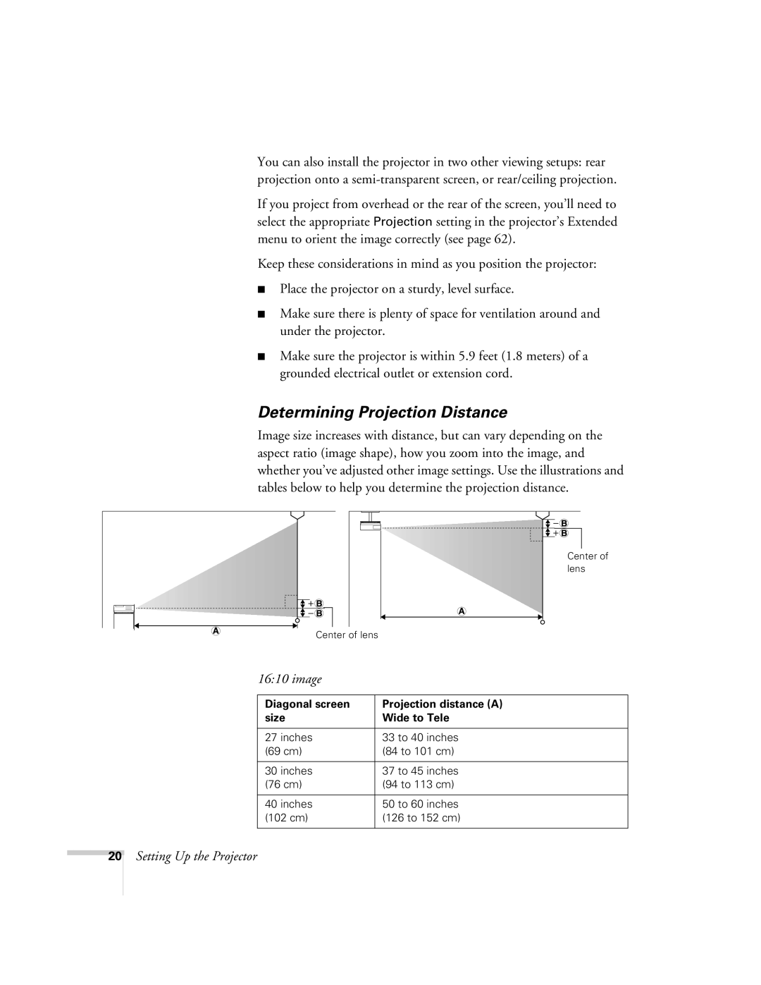 Univex 700 manual Determining Projection Distance, Image 