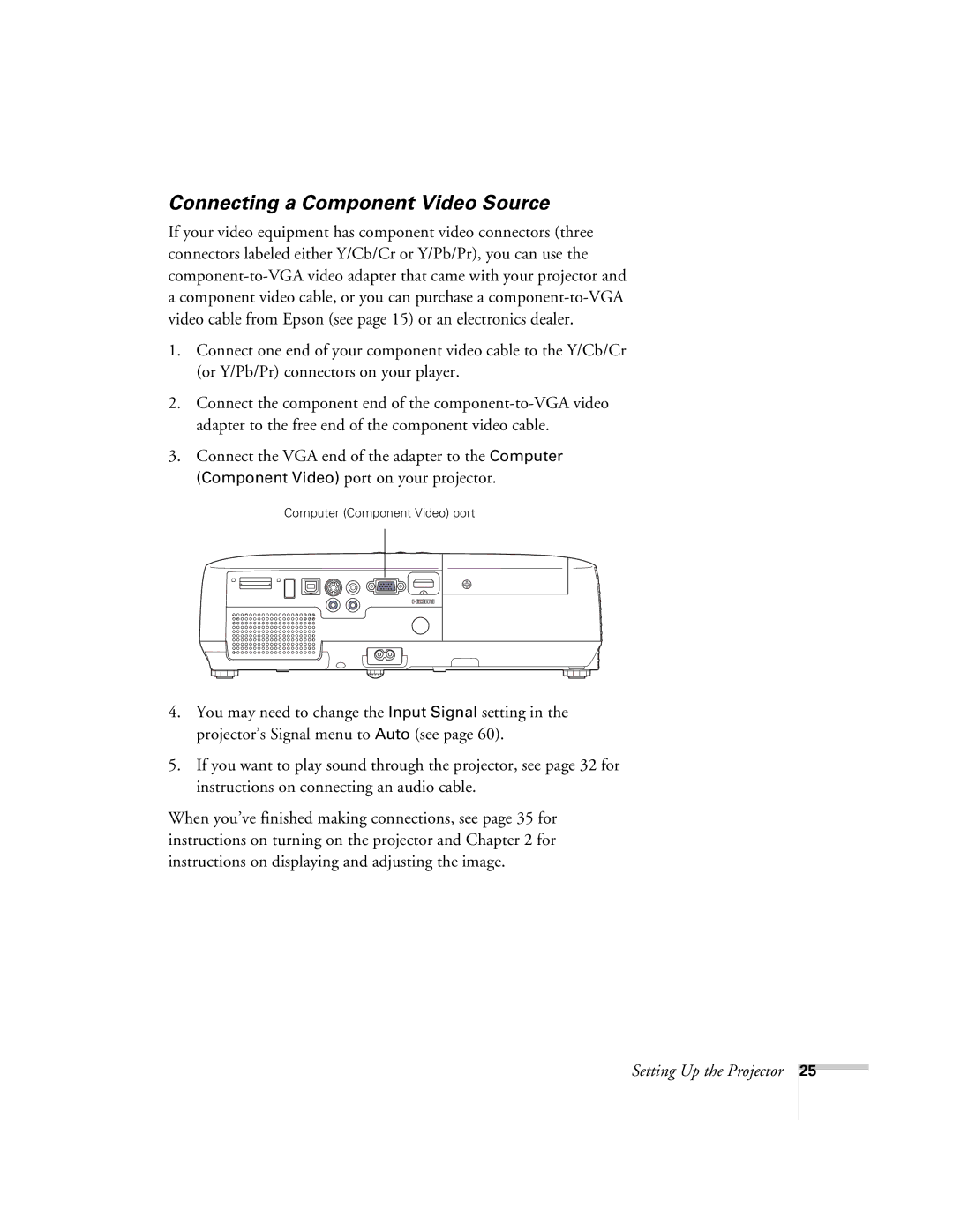 Univex 700 manual Connecting a Component Video Source 