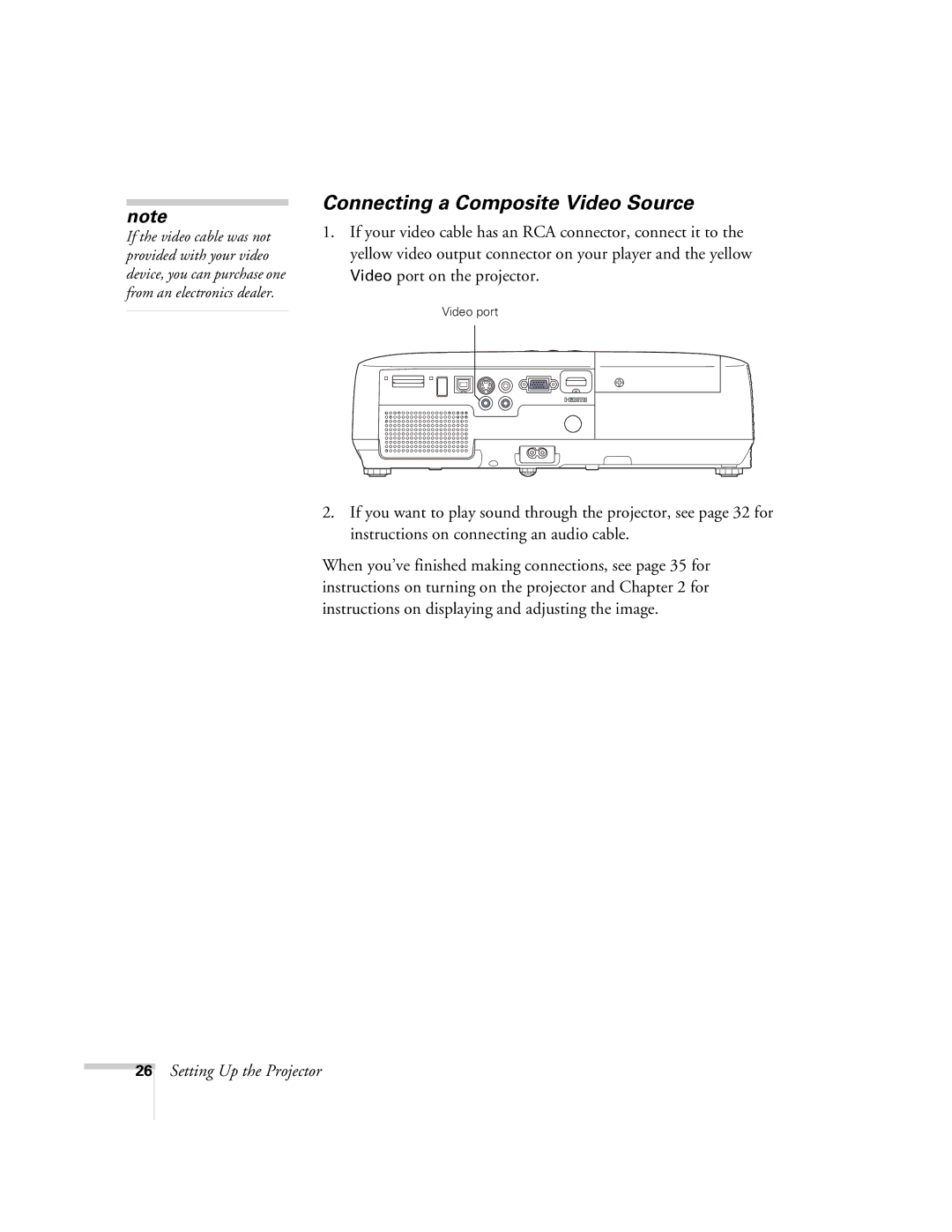 Univex 700 manual Connecting a Composite Video Source 