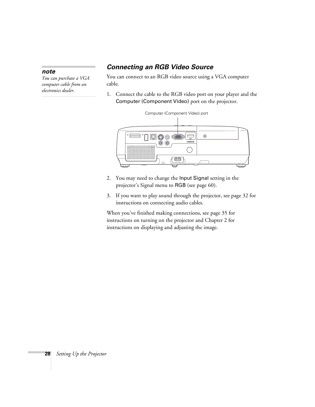 Univex 700 manual Connecting an RGB Video Source 