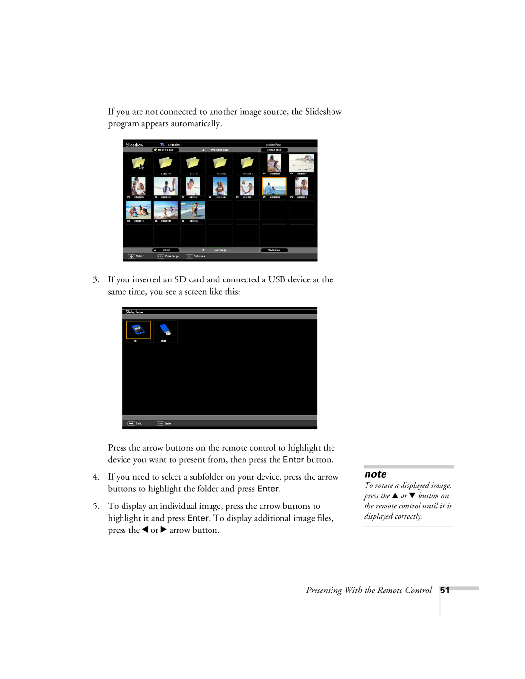 Univex 700 manual Presenting With the Remote Control 