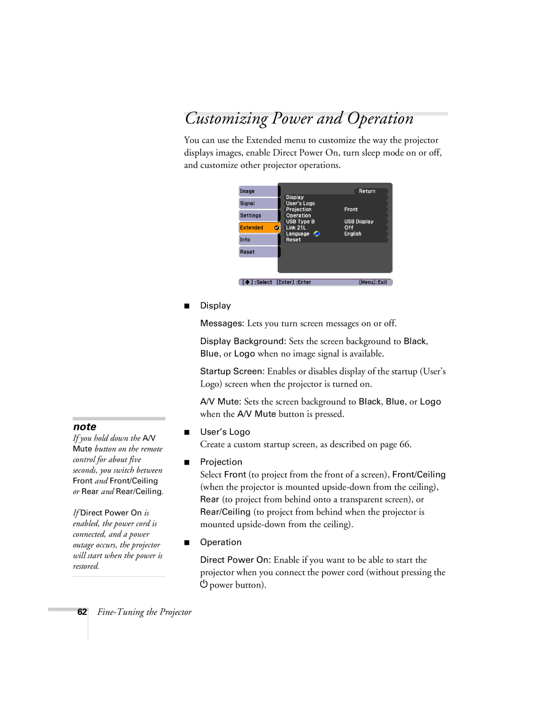 Univex 700 manual Customizing Power and Operation, Create a custom startup screen, as described on 