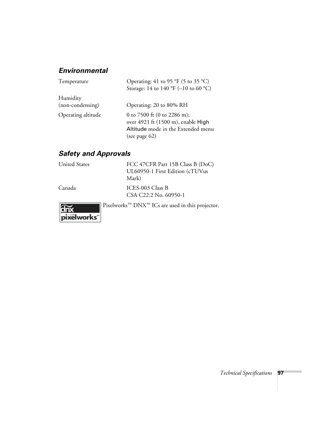 Univex 700 manual Environmental, Safety and Approvals 