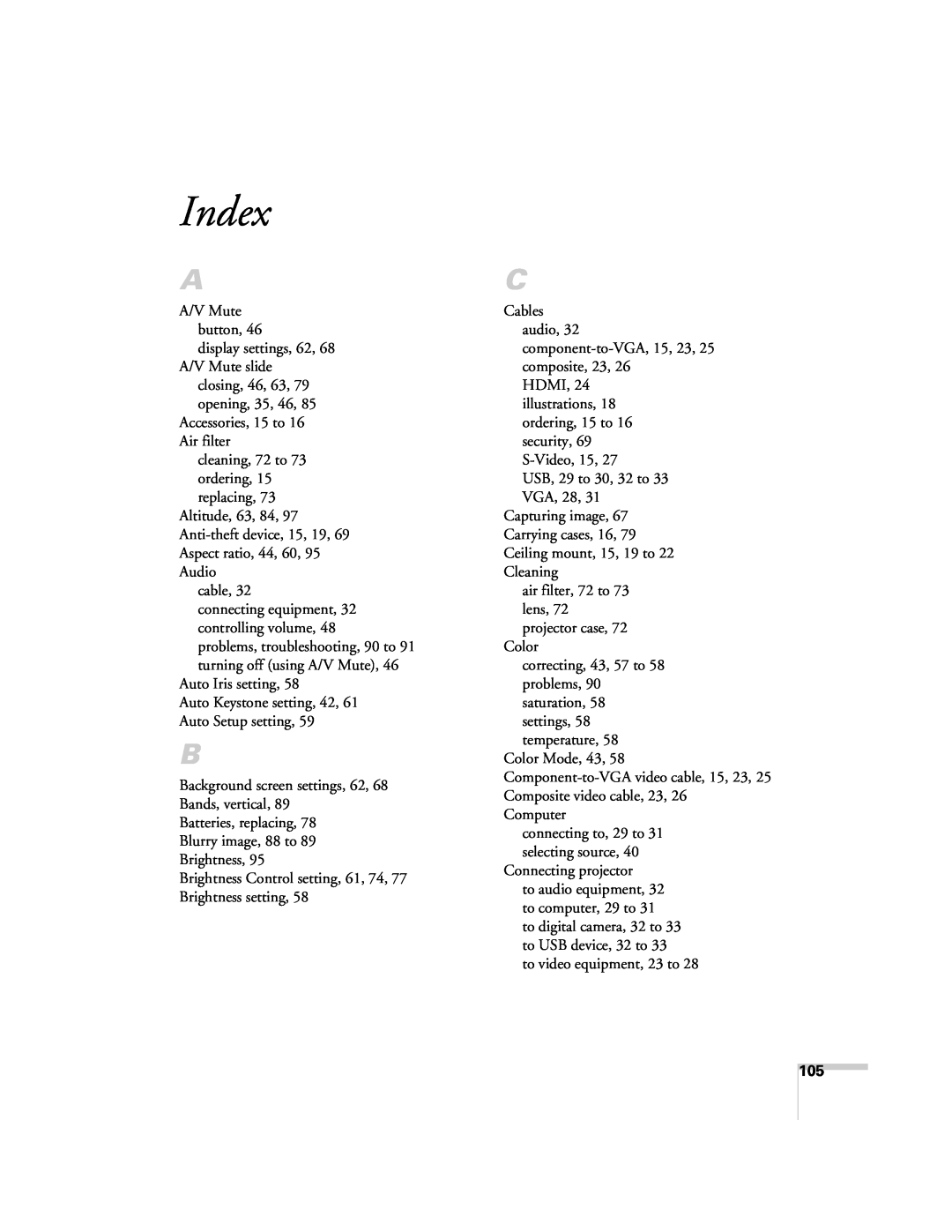 Univex 700 manual Index 