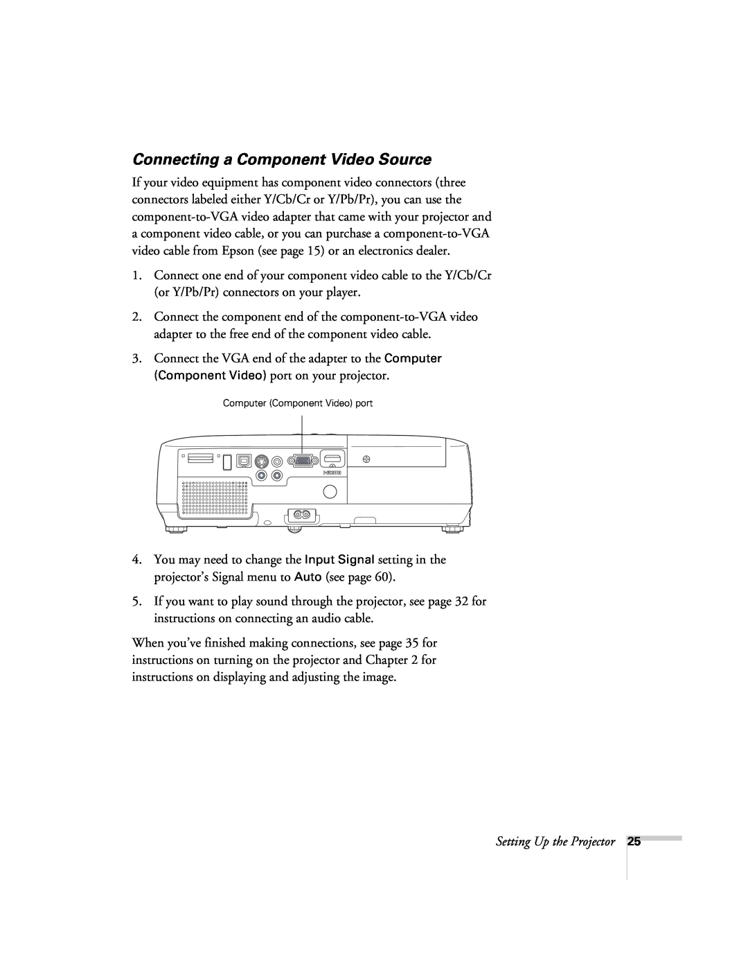 Univex 700 manual Connecting a Component Video Source, Computer Component Video port 