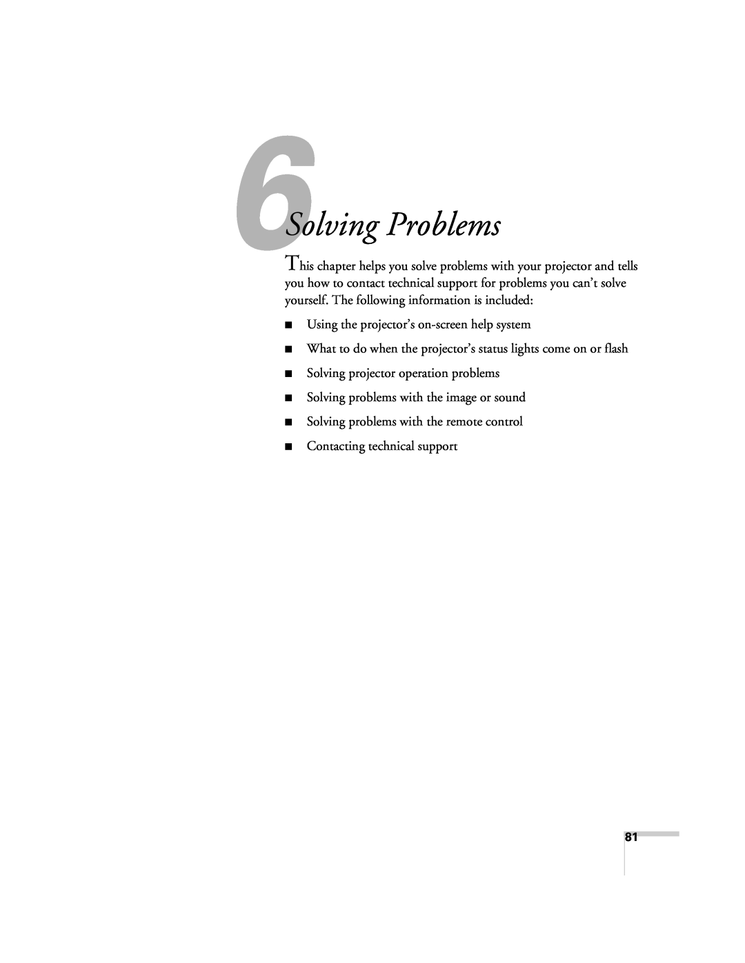 Univex 700 manual 6Solving Problems 