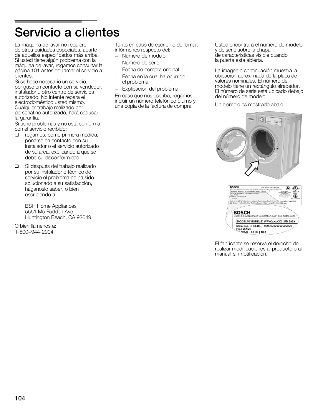 Univex 800 series, WFVC8440UC/19 manual 