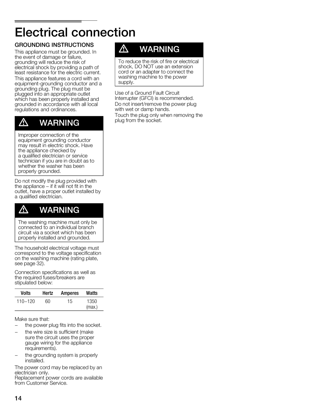 Univex 800 series, WFVC8440UC/19 manual 