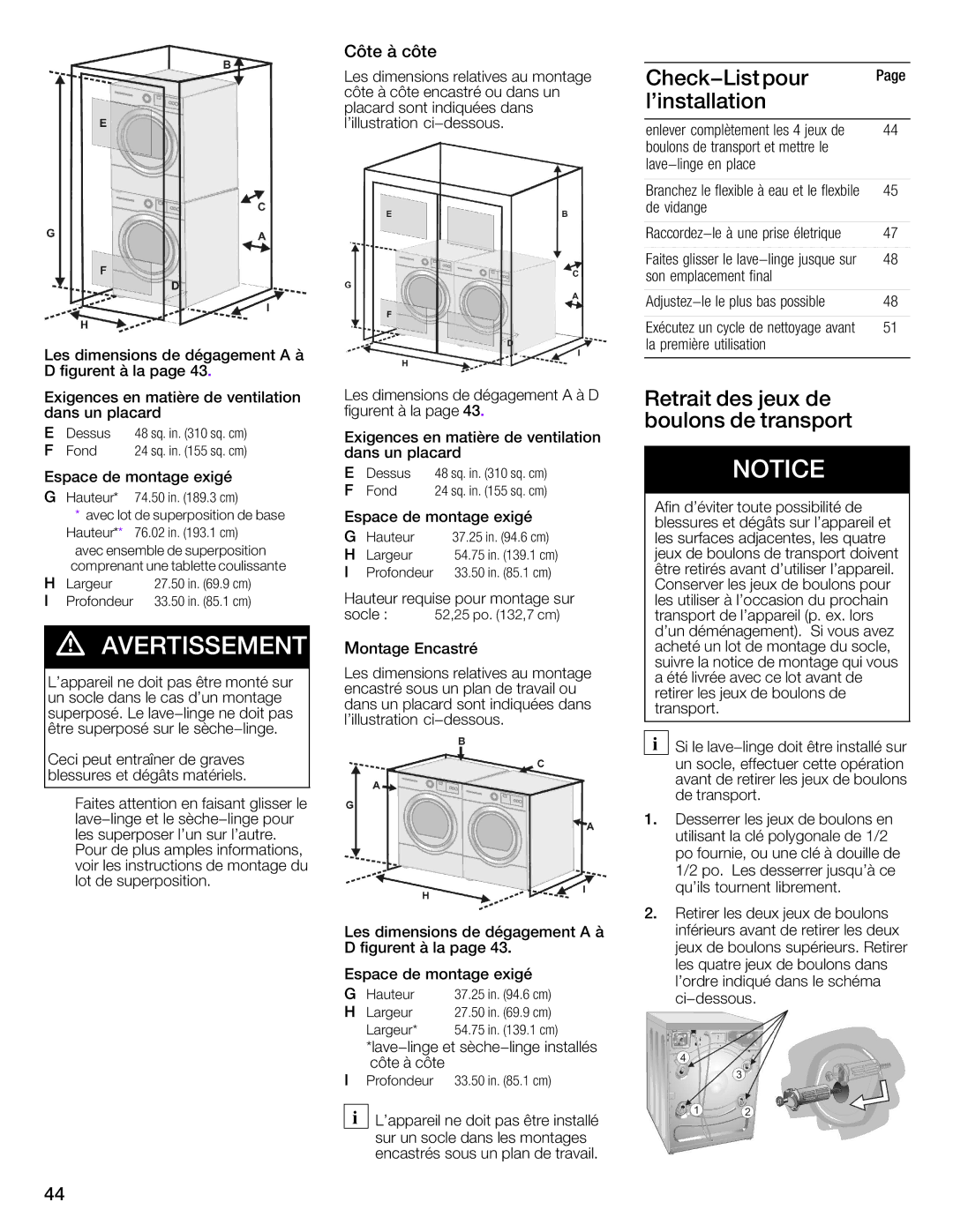 Univex 800 series, WFVC8440UC/19 manual 