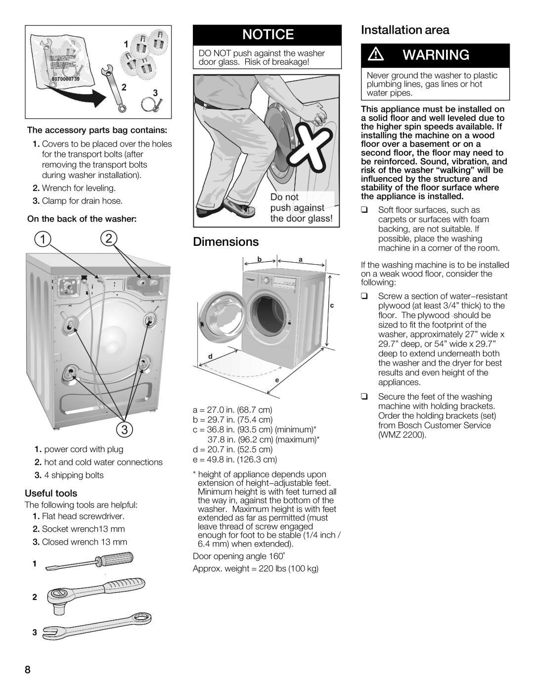 Univex 800 series, WFVC8440UC/19 manual 