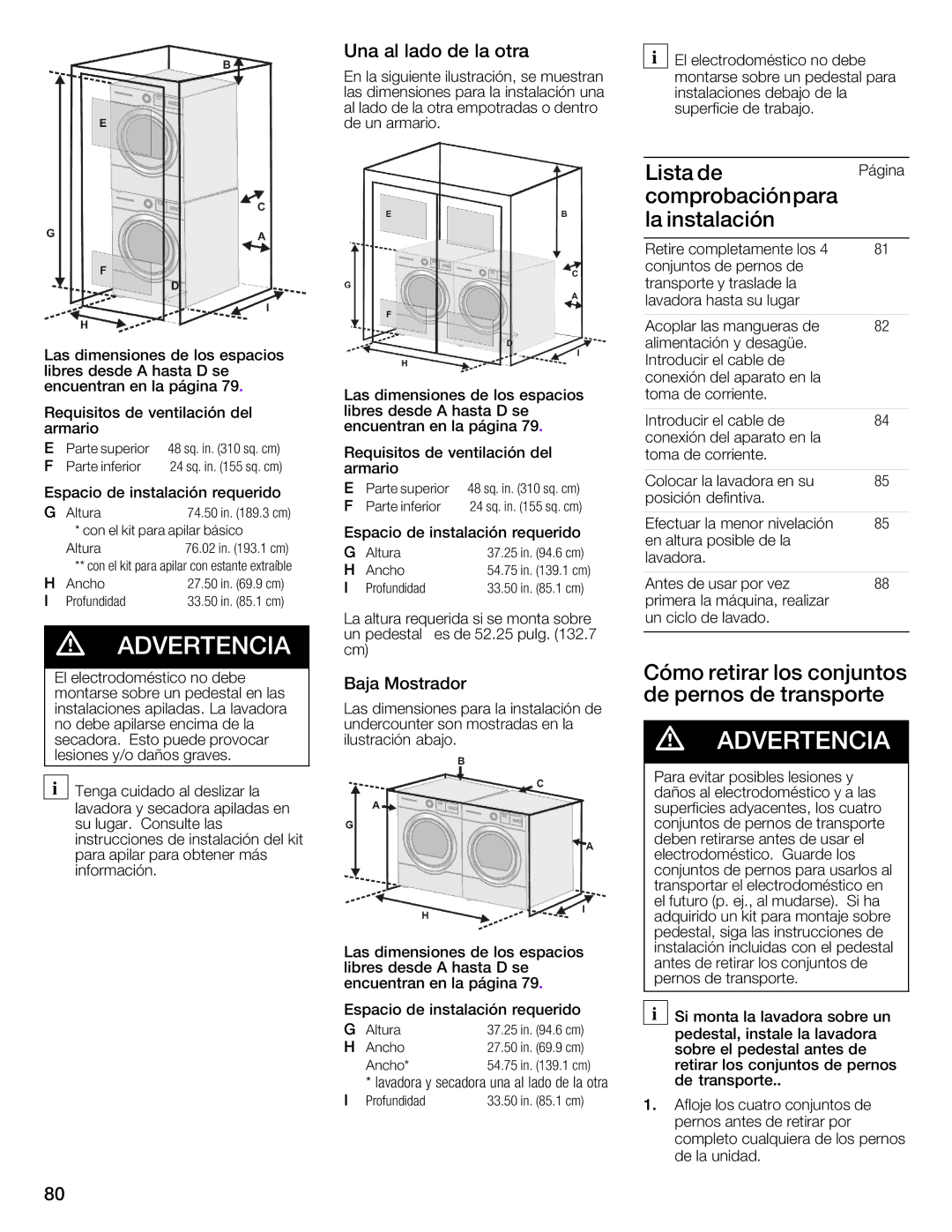 Univex 800 series, WFVC8440UC/19 manual 