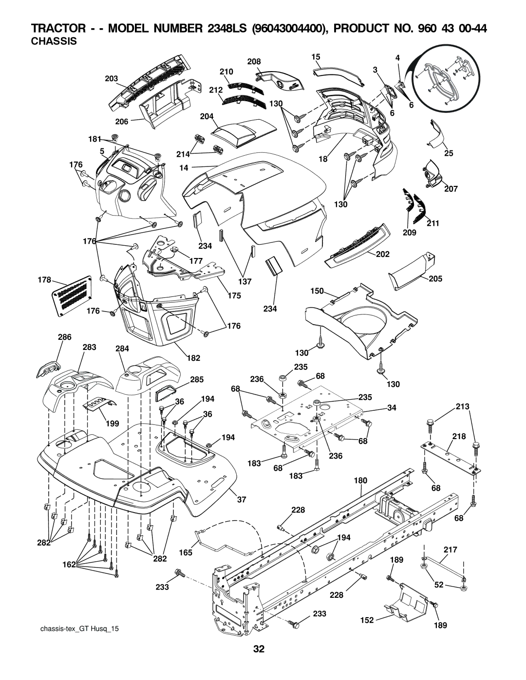 Univex 96043004400, 2348LS owner manual Chassis 