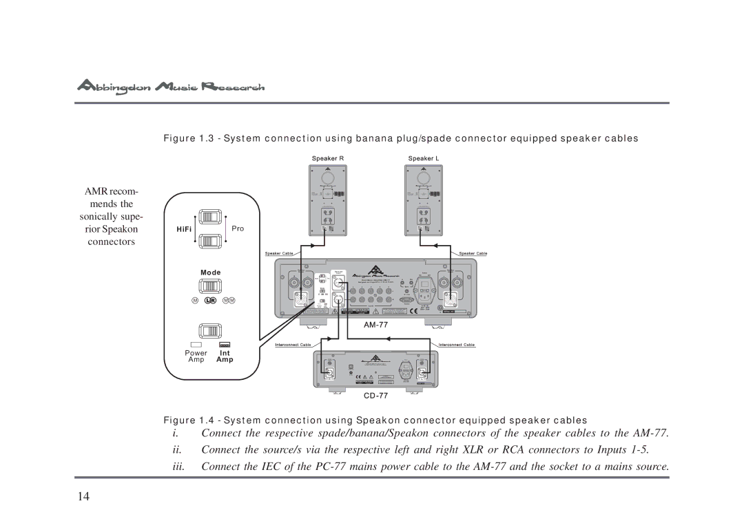 Univex AM-77 owner manual AMR recom Mends Sonically supe Rior Speakon Connectors 