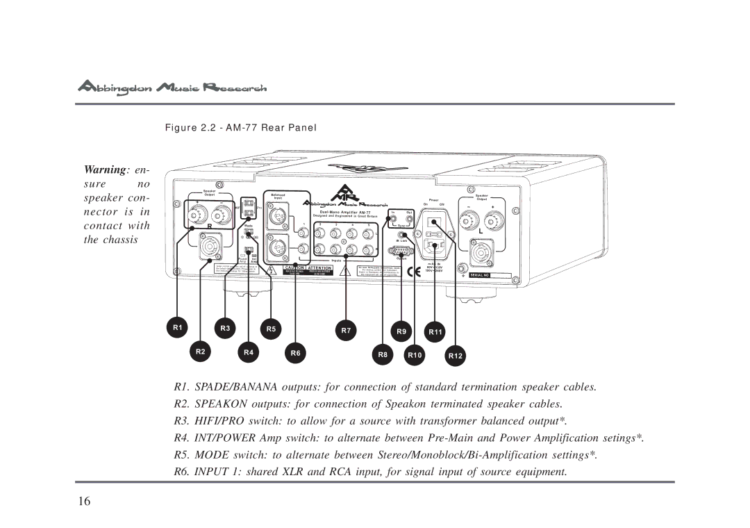 Univex AM-77 owner manual Sure no speaker con- nector is 