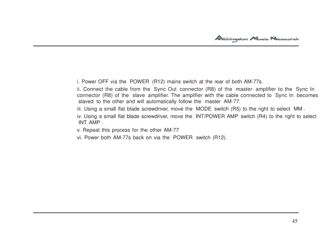 Univex AM-77 owner manual 