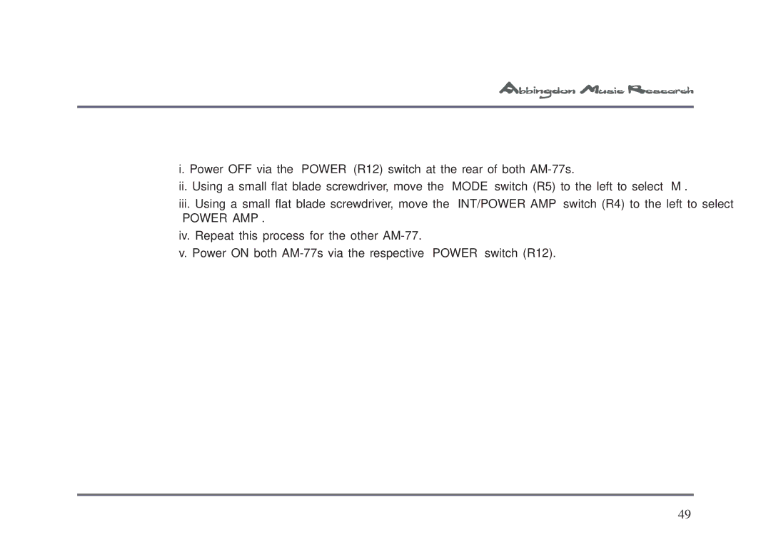 Univex AM-77 owner manual 