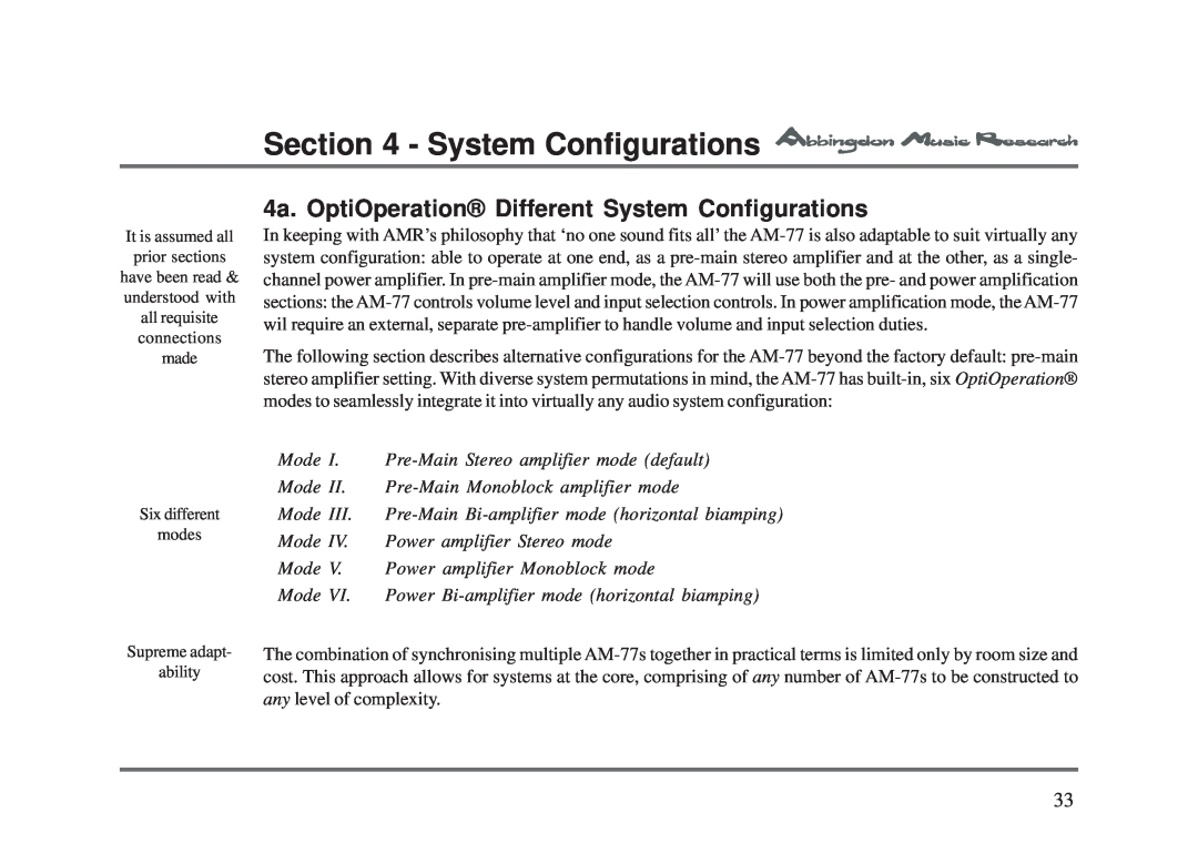 Univex AM-77 owner manual System Configurations, any level of complexity 