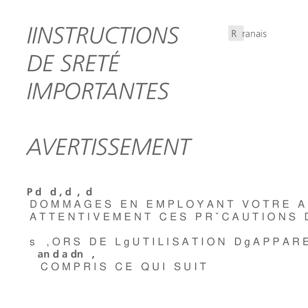 Univex ARCBB200WSNG quick start Iinstructions, DE Sûreté Importantes Avertissement 