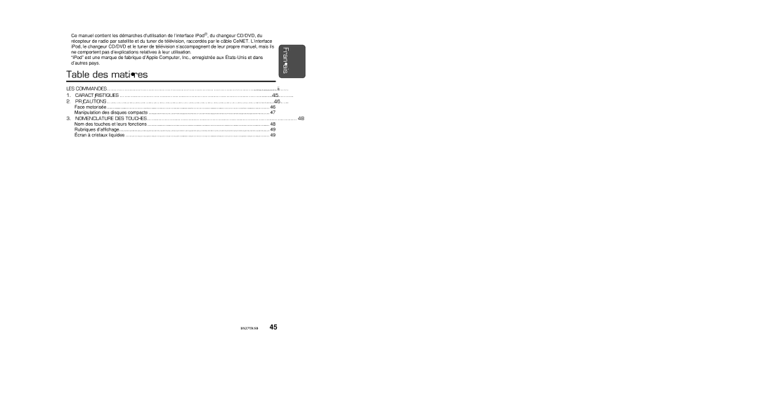 Univex DXZ775USB owner manual Caractéristiques 