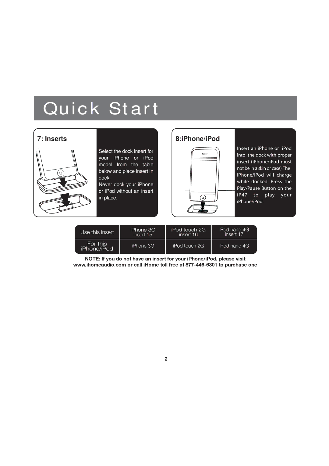 Univex iP47 IB manual Inserts, 8iPhone/iPod 