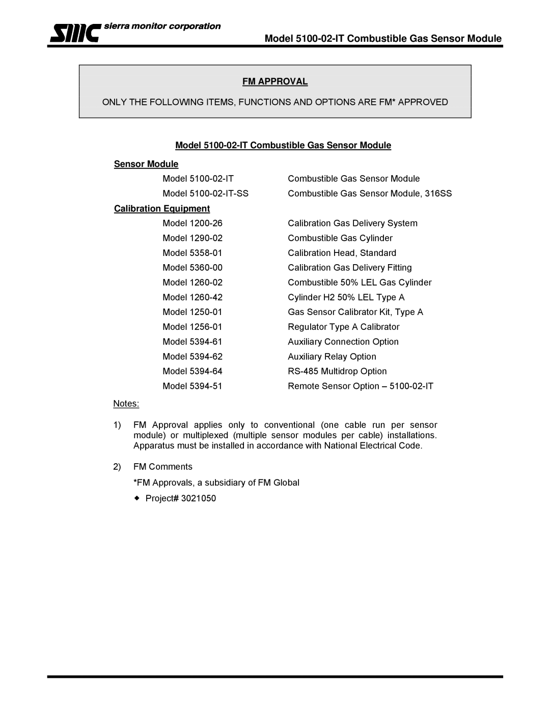 Univex IT Series instruction manual FM Approval, Model 5100-02-IT Combustible Gas Sensor Module, Calibration Equipment 