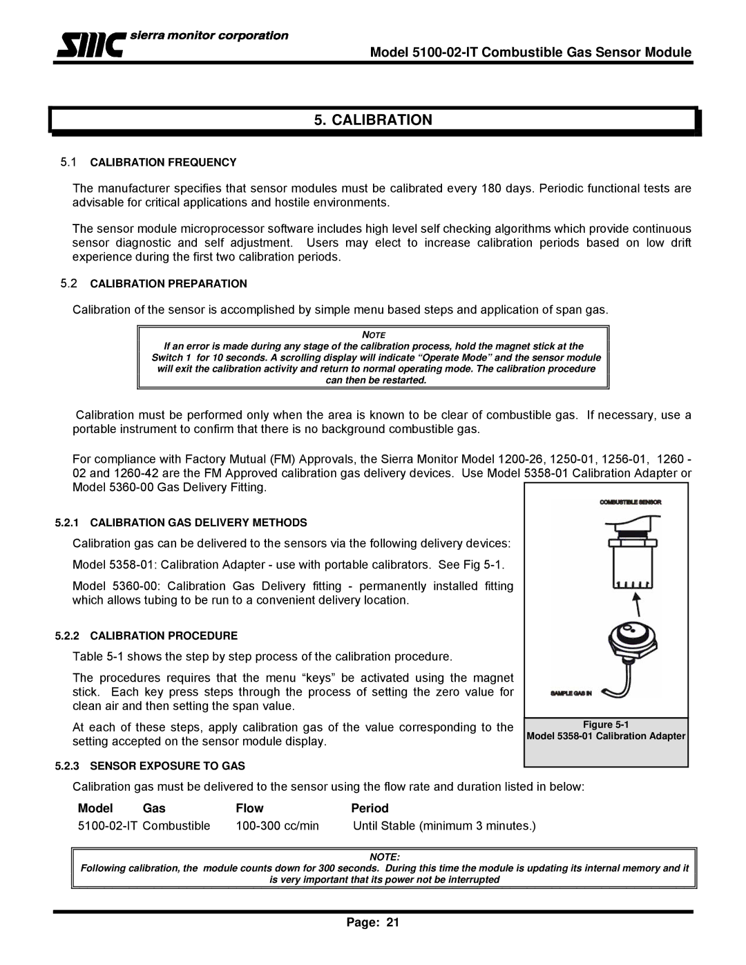 Univex 5100-02-IT, IT Series instruction manual Calibration, Model Gas Flow Period 