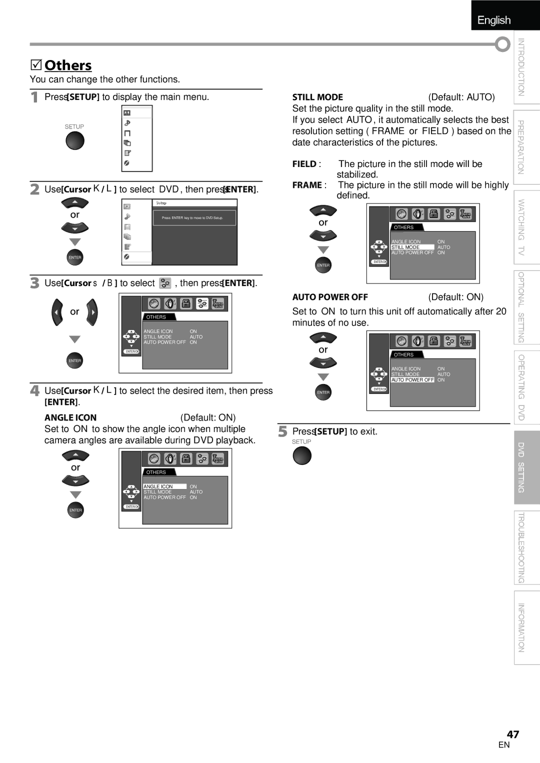 Univex A9DN1UH, LD190SS1 owner manual  Others, You can change the other functions 