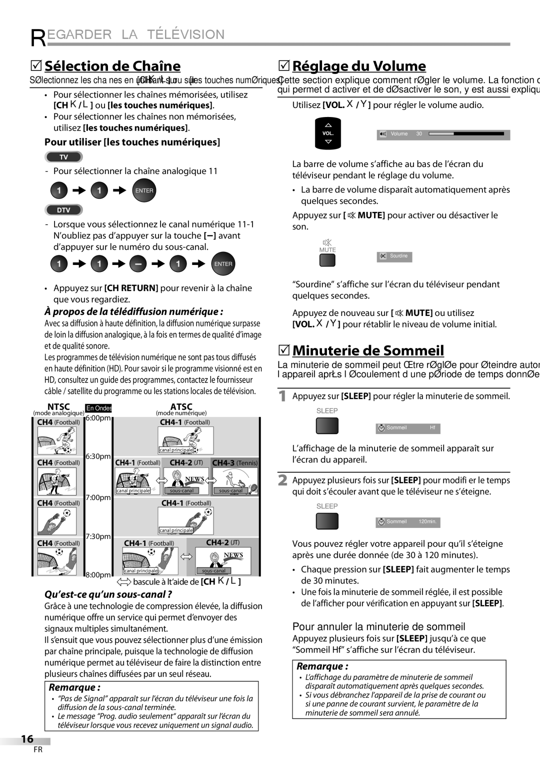 Univex A9DN1UH, LD190SS1 Regarder LA Télévision,  Sélection de Chaîne,  Réglage du Volume,  Minuterie de Sommeil 